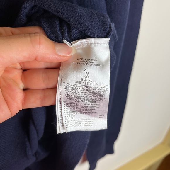 Gap Cotton Cashmere Navy Blue Sweater XL – Unisex Oversized Cozy Classic - Picture 3 of 10